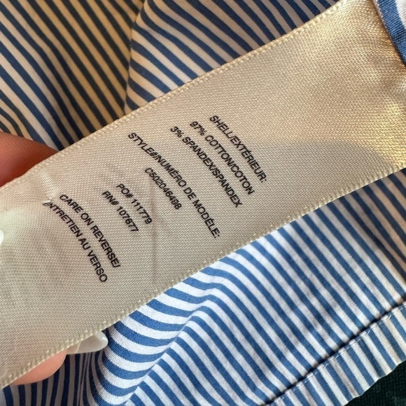 ALICE + OLIVIA Striped 3/4 Sleeve Exposed Zipper Poplin Crop Top Size XXS - Picture 4 of 5